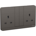 Schneider Electric 施耐德電氣 AvatarOn 13A 兩位連保護門有掣插座連LED指示燈 (深灰色) (E83T25N_DG_C5)